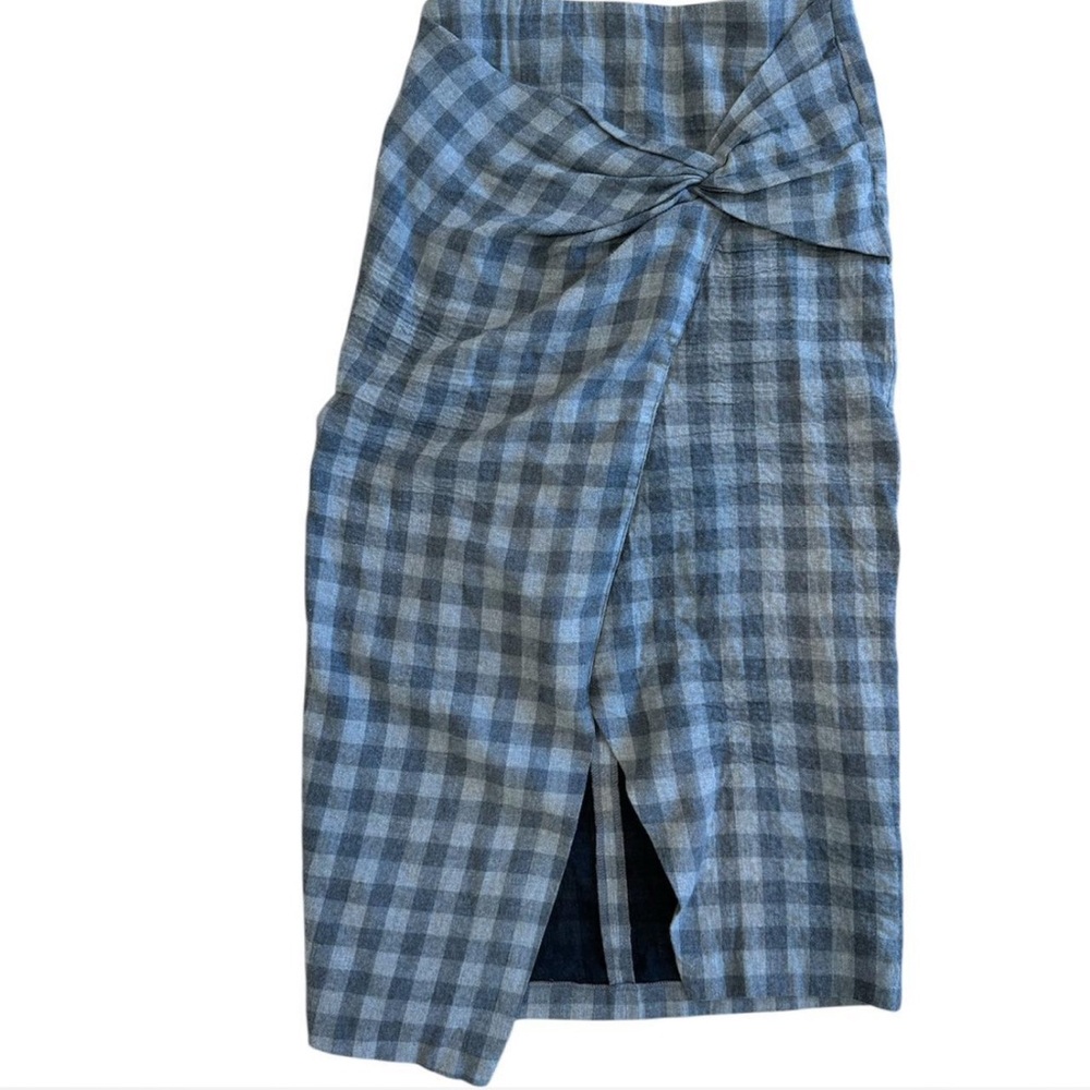 Zara Asymmetrical Blue Checkered Skirt